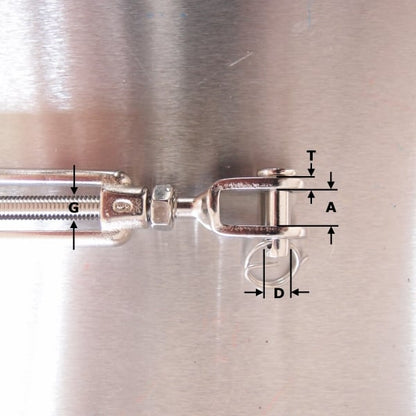 Stainless Steel Open Body Turnbuckles - Straining Screw - Jaw and Jaw - AISI 316