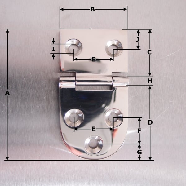 76mm x 40mm Half Oval Hinge Stainless steel AISI 316
