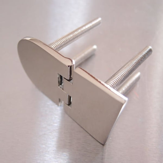 70mm x 40mm Half Oval Hinge with  Threaded Studs Stainless steel AISI 316
