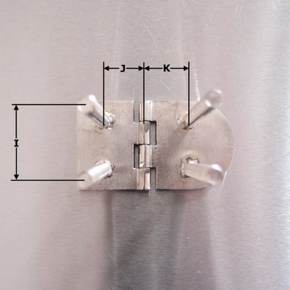 70mm x 40mm Half Oval Hinge with  Threaded Studs Stainless steel AISI 316