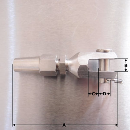 Stainless Steel Swageless Fork - Jaw - Terminals - AISI 316