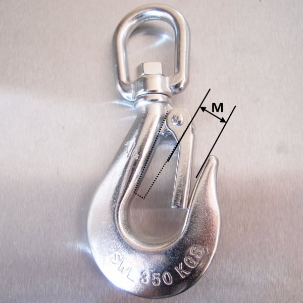 Stainless Steel Swivel Hook with Safety Catch - AISI 316