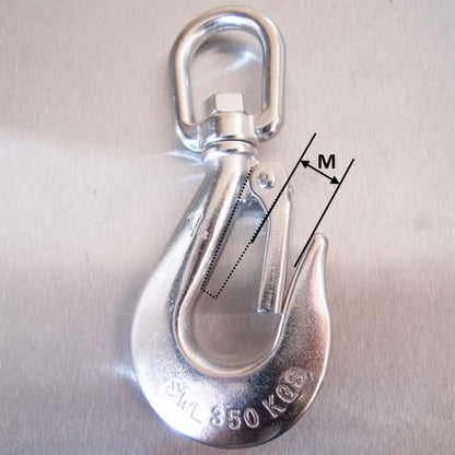 Stainless Steel Swivel Hook with Safety Catch - AISI 316