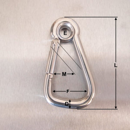 Stainless Steel Asymmetric Carbine Hook with Eyelet - AISI 316