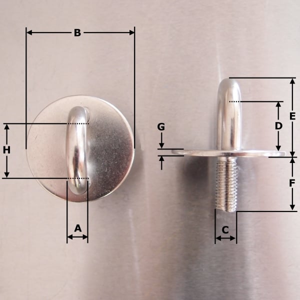 Stainless Steel Round Eye Plates with Screwed Thread - AISI 304