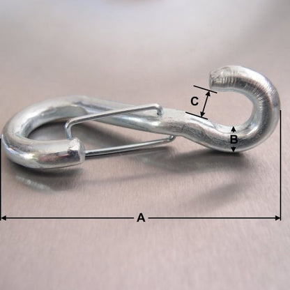 3" Standard Springhooks to Crue With Wire Catch: Zinc Plated
