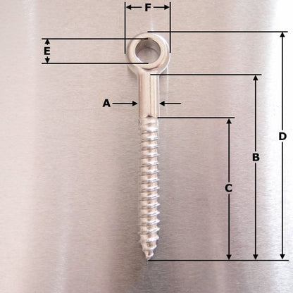 Stainless Steel Woodscrew Eye Bolt with Small Eye - AISI 316