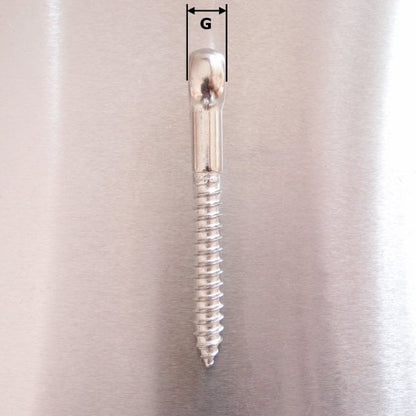 Stainless Steel Woodscrew Eye Bolt with Small Eye - AISI 316