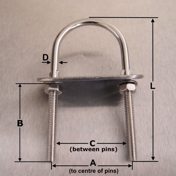 Stainless Steel U Bolt with Plate-Nuts and Washers - AISI 316