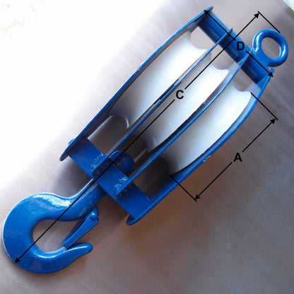 London Pattern Pulley Blocks with Nylon Sheaves: Triple Sheave 127mm