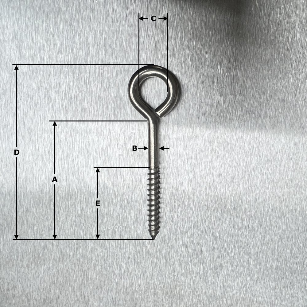 Stainless Steel Vine Eyes - Wood Screw Eye