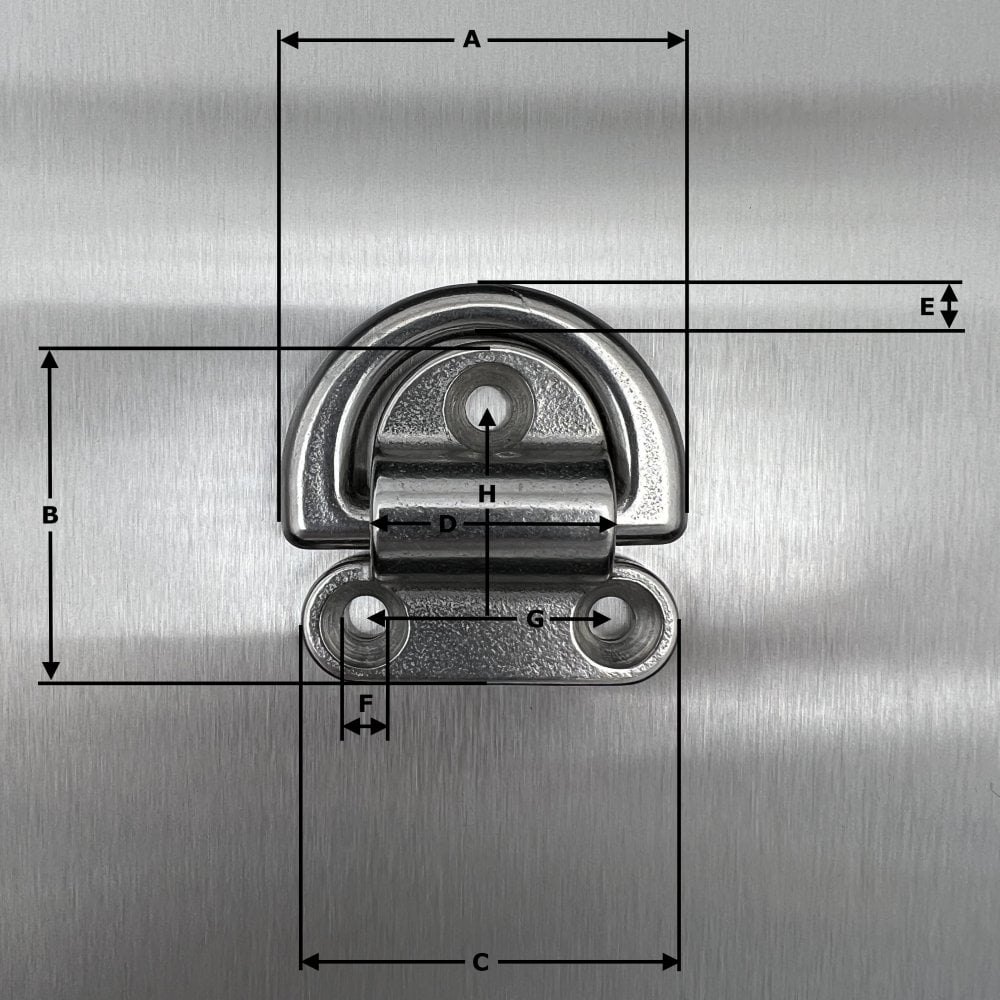 50mm Stainless Steel Folding Pad Eyes - Folding D ring - AISI 316