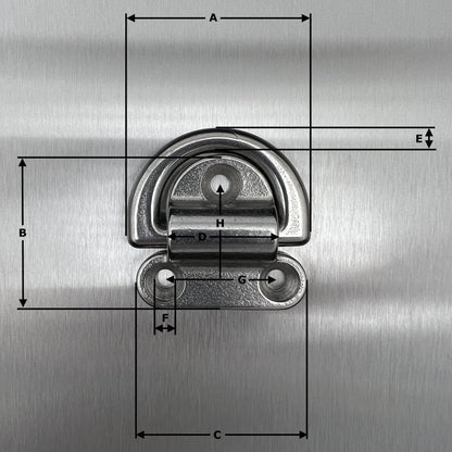 50mm Stainless Steel Folding Pad Eyes - Folding D ring - AISI 316