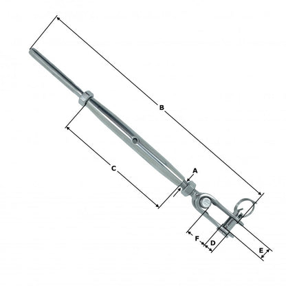 Stainless Steel Closed Body Rigging Screws - Toggle & Swage Stud - AISI 316