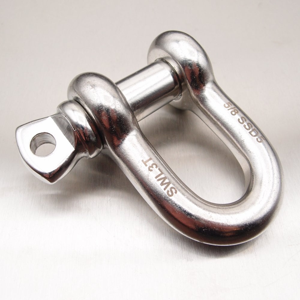 Stainless Steel Load Rated Dee Shackle with Screw Collar Pin - AISI 316