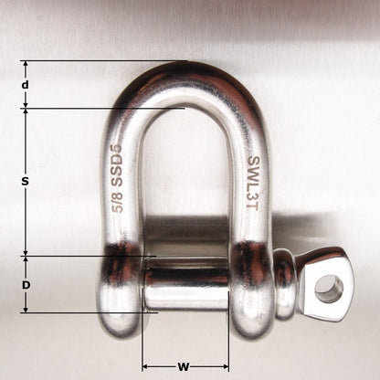 Stainless Steel Load Rated Dee Shackles 3 Ton - Old stock to clear