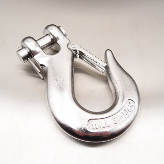 Stainless Steel Clevis Type Sling Hook with Safety Catch AISI 316