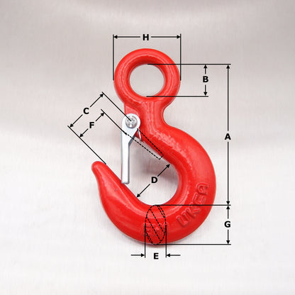 Large Eye Hooks: Alloy Steel with Safety Catch - Painted