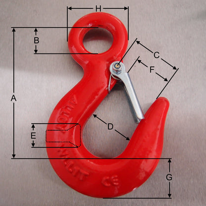 Large Eye Hooks: Alloy Steel with Safety Catch - Painted