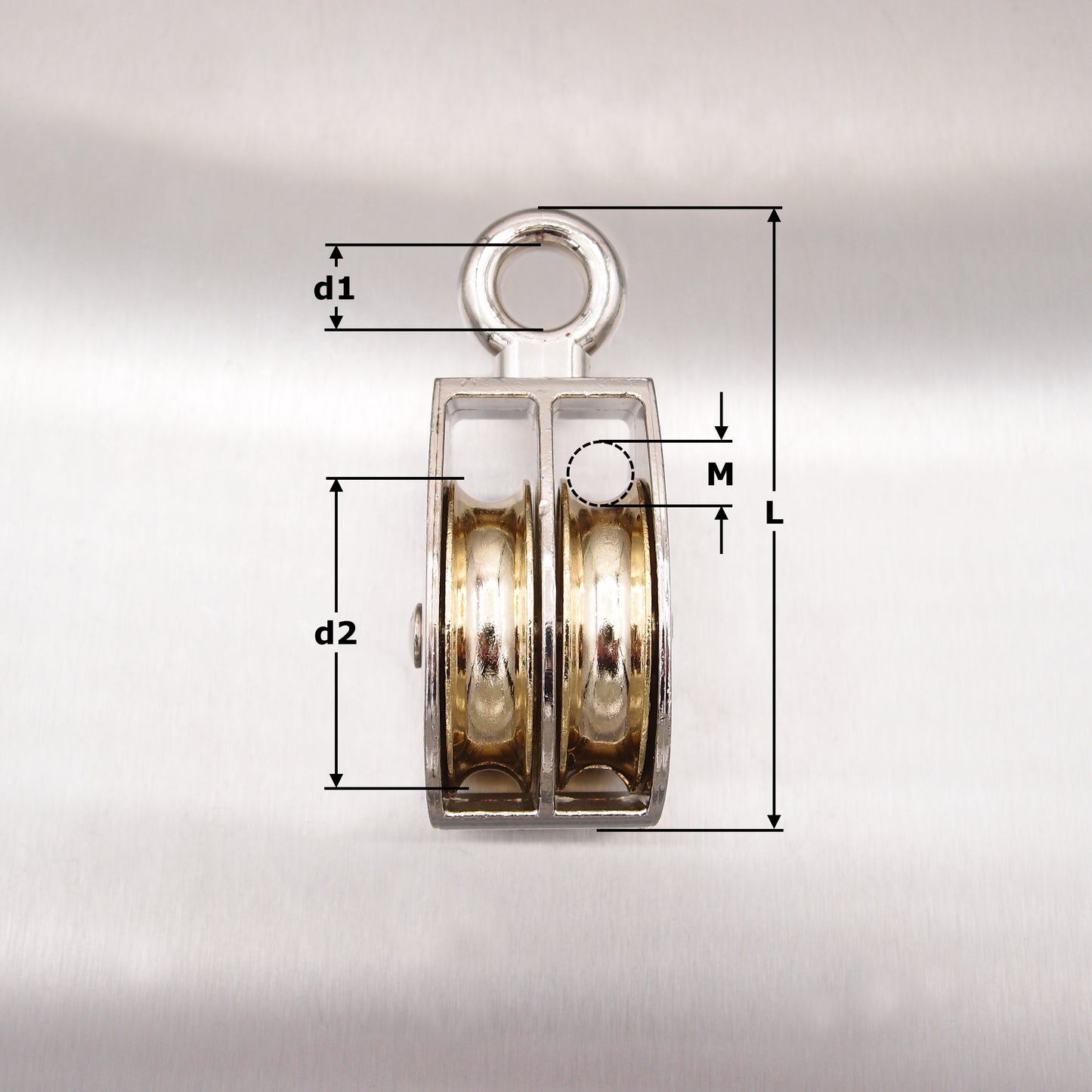 Double Awning Pulley - Die Cast Sheaves - Fixed Round Eye - Zinc Plated Steel