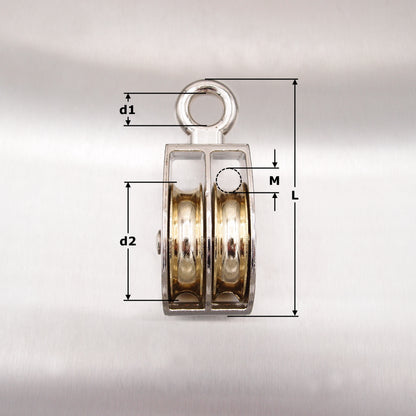 Double Awning Pulley - Die Cast Sheaves - Fixed Round Eye - Zinc Plated Steel