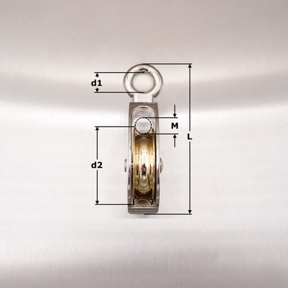 Single Awning Pulley - Die Cast Sheave - Fixed Round Eye - Zinc Plated Steel