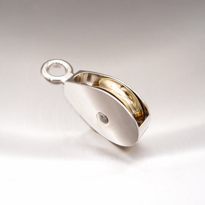 Single Awning Pulley - Die Cast Sheave - Fixed Round Eye - Zinc Plated Steel