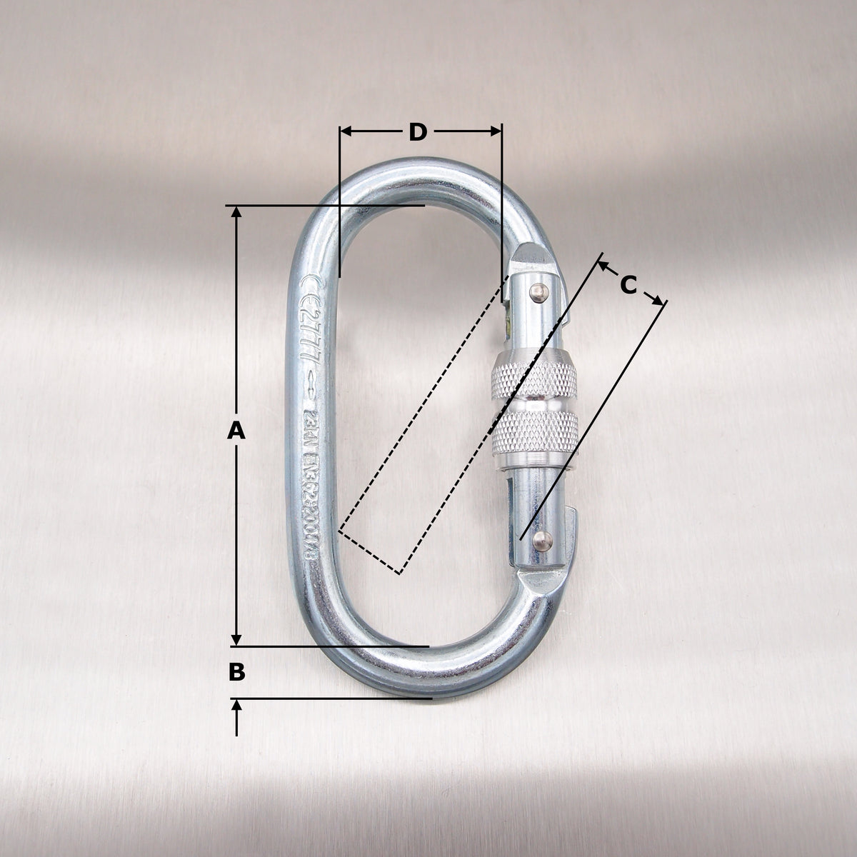 Carabiner - Screw Gate - 18mm Opening - 25kN - Zinc Plated Steel - Working at Height