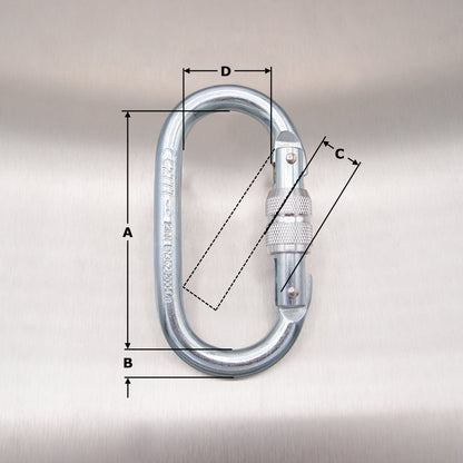 Carabiner - Screw Gate - 18mm Opening - 25kN - Zinc Plated Steel - Working at Height
