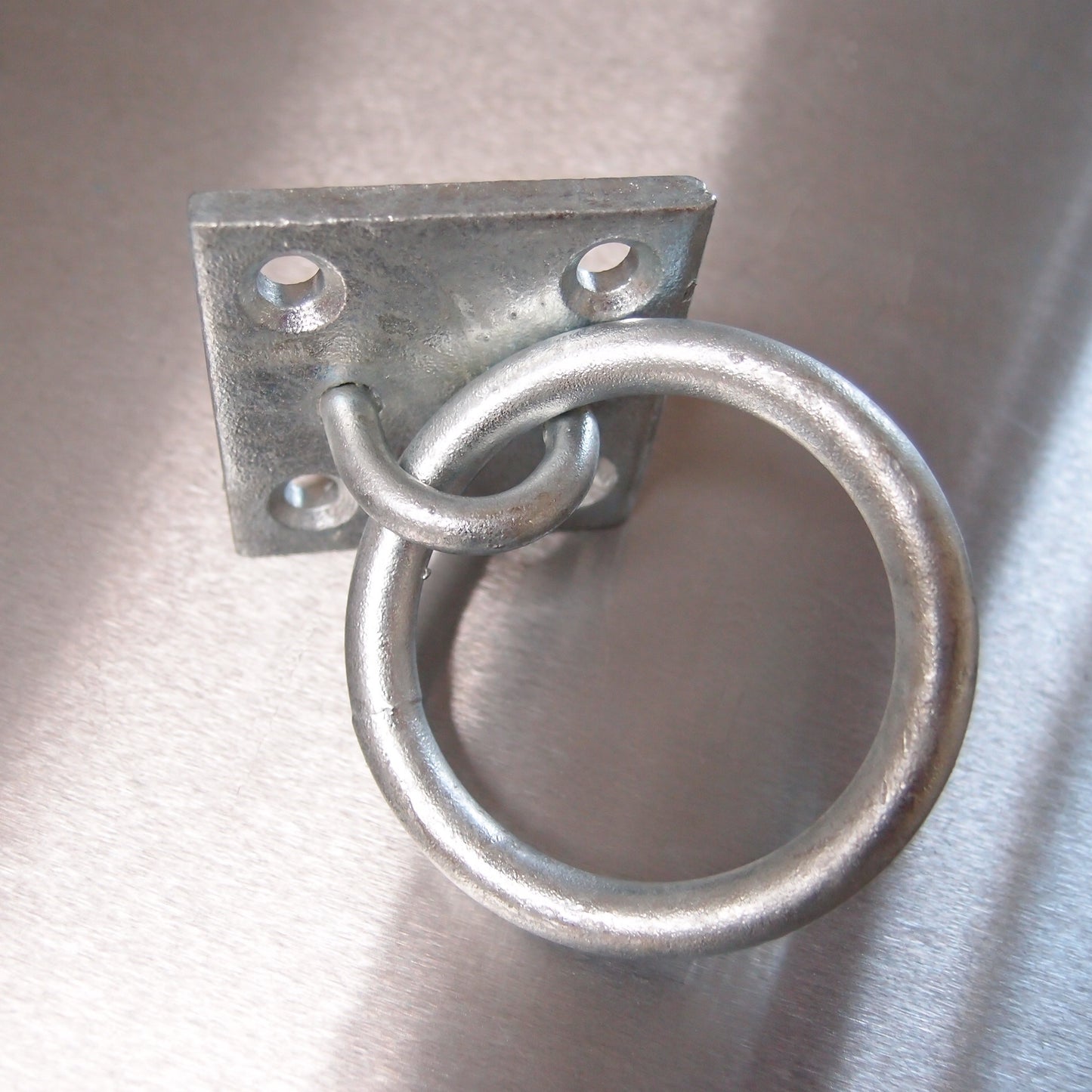 Binnacle Ring / Ring On Plate - 50mm x 50mm - Galvanised Steel