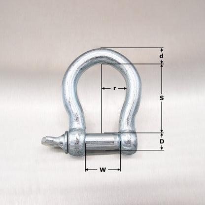 Bow Shackle with Screw Pin - Galvanised Steel - Commercial