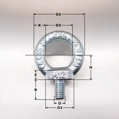 Lifting Eyebolt (Tested) - DIN 580 - Zinc Plated Steel