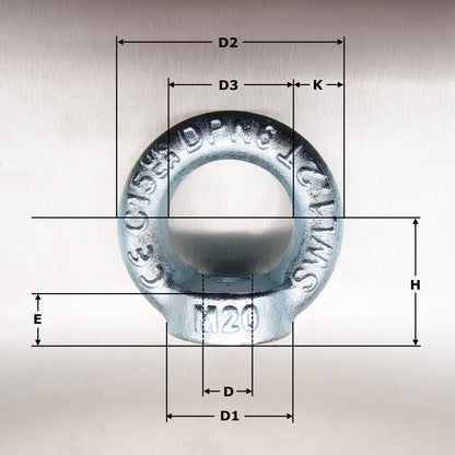 Eyenuts to DIN 582 - Zinc Plated - TESTED FOR LIFTING