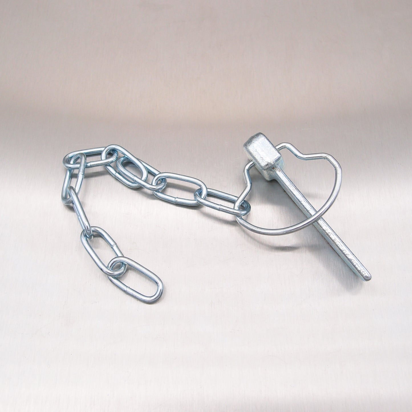 80mm Flat Cotter Pin and Chain - Spring Ring - Zinc Plated Steel