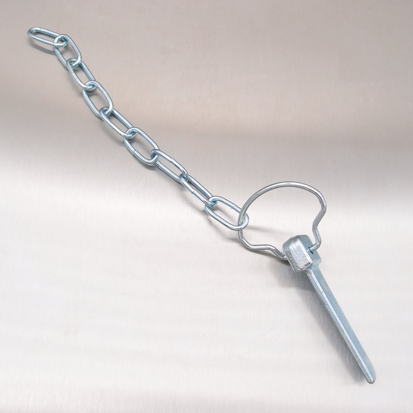 80mm Flat Cotter Pin and Chain - Spring Ring - Zinc Plated Steel