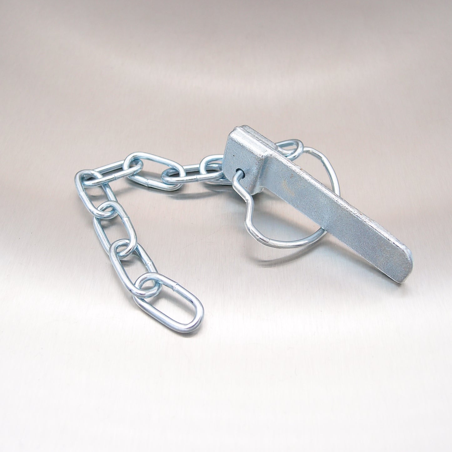 80mm Flat Cotter Pin and Chain - Spring Ring - Zinc Plated Steel