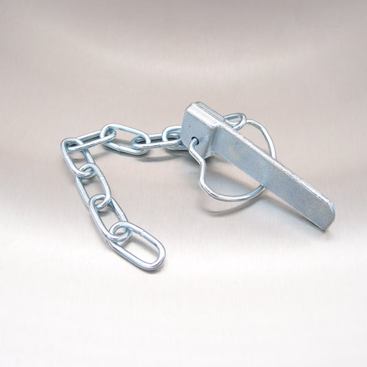 80mm Flat Cotter Pin and Chain - Spring Ring - Zinc Plated Steel