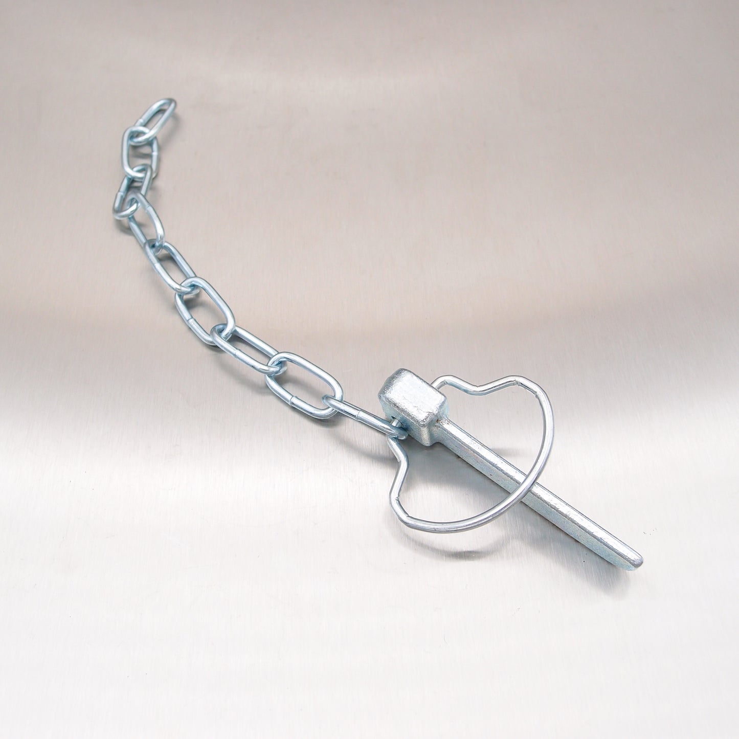 80mm Flat Cotter Pin and Chain - Spring Ring - Zinc Plated Steel