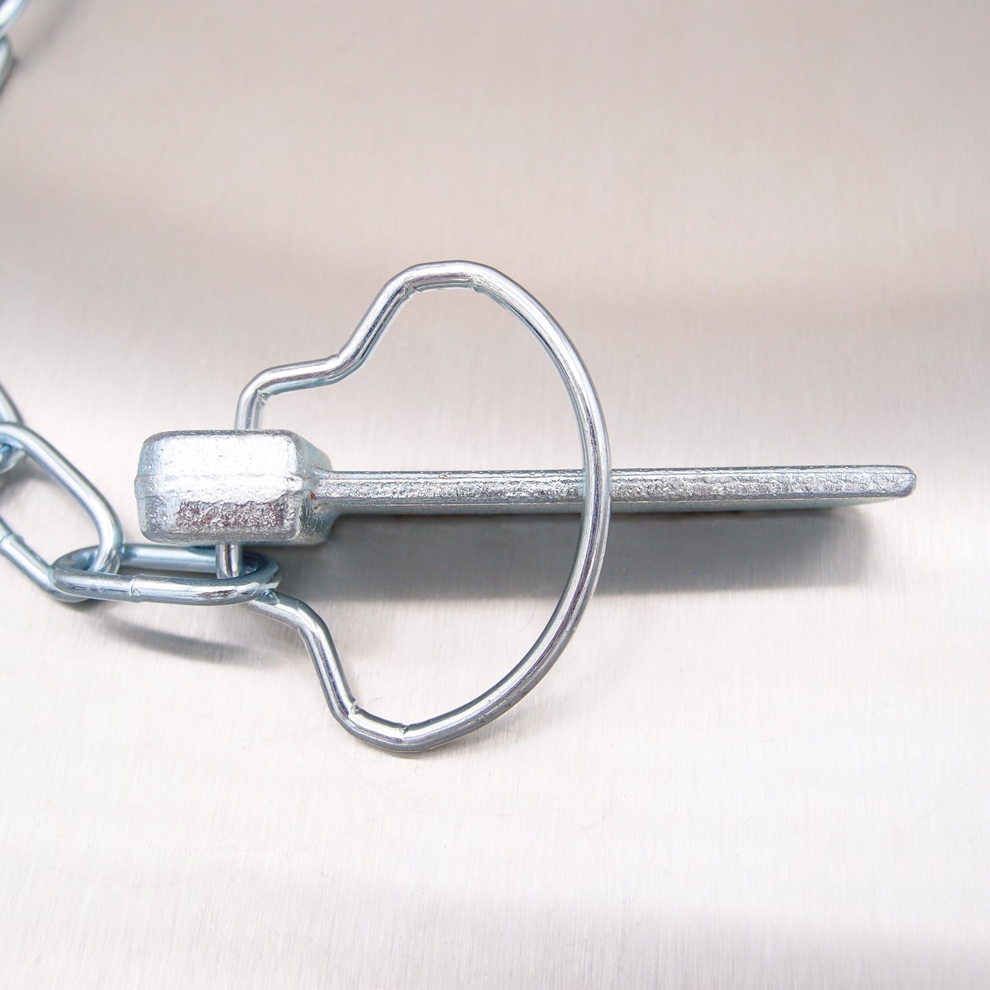 80mm Flat Cotter Pin and Chain - Spring Ring - Zinc Plated Steel
