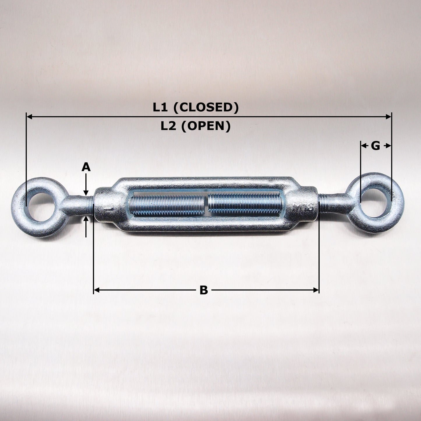 Turnbuckle - Eye & Eye - Galvanised - Open Body Straining Screw