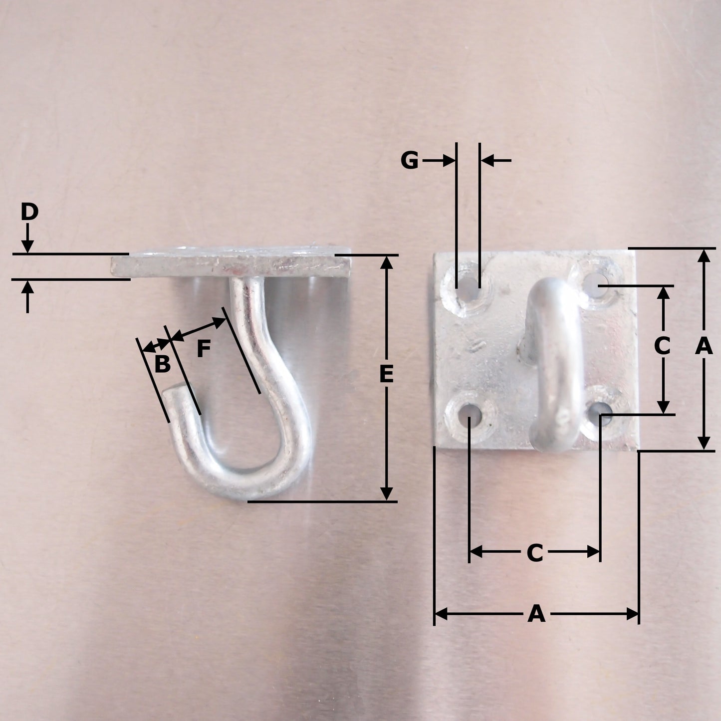 50mm x 50mm Galvanised Hook-on-Plates