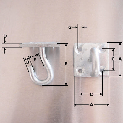 50mm x 50mm Galvanised Hook-on-Plates