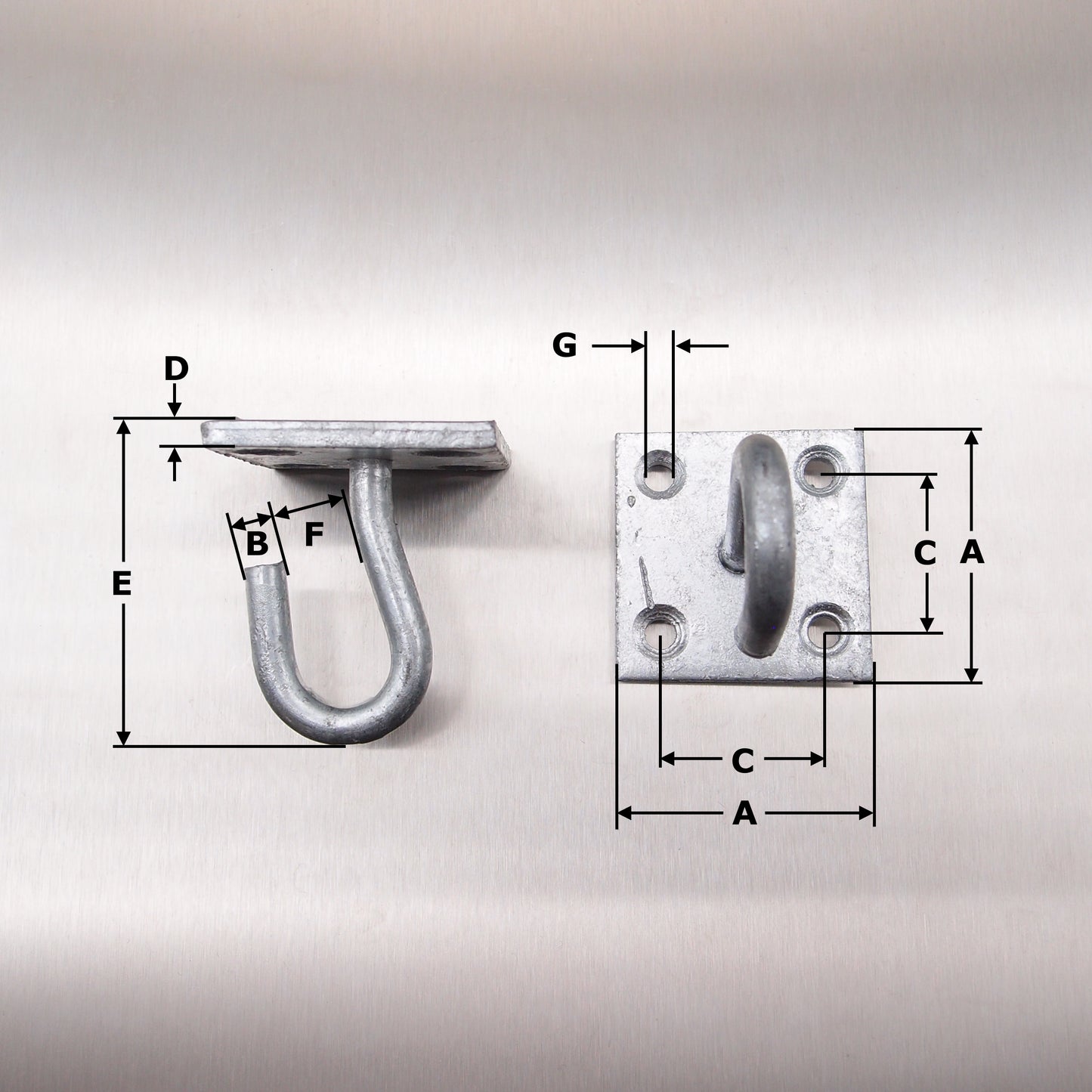 50mm x 50mm Hook on Plate - Galvanised Steel