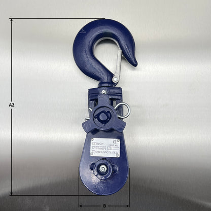 Lightweight Heavy Duty Snatch blocks - with Swivel Hook and Safety Catch