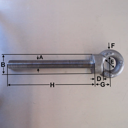 Metric Long Shank Collared Eyebolts - Tested and Certified