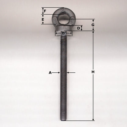 Metric Long Shank Collared Eyebolts - Tested and Certified