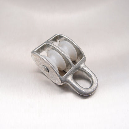 Double Awning Pulley - Nylon Sheaves - Fixed Eye - Zinc Plated Steel