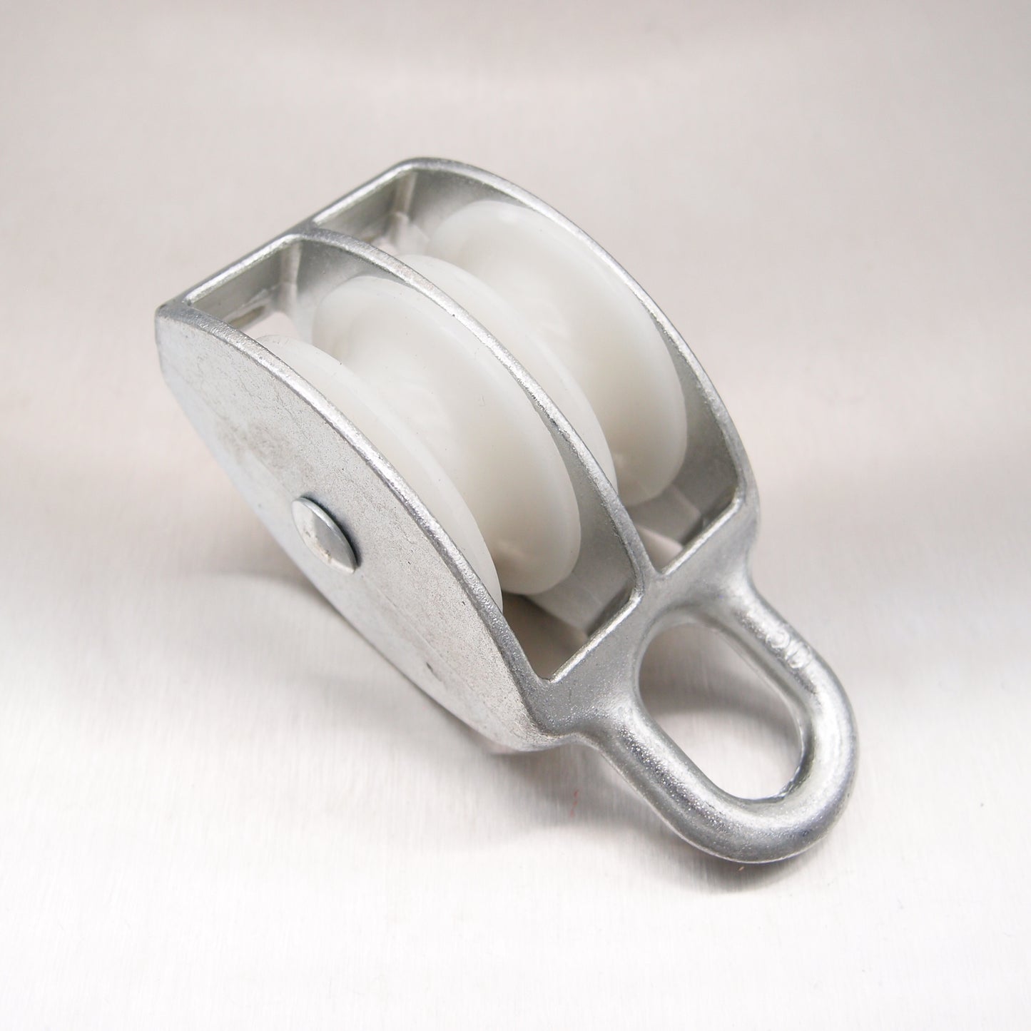Double Awning Pulley - Nylon Sheaves - Fixed Eye - Zinc Plated Steel
