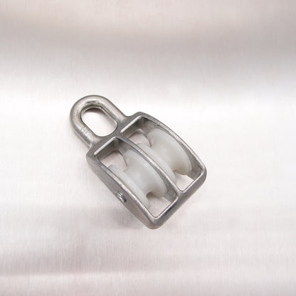 Double Awning Pulley - Nylon Sheaves - Fixed Eye - Zinc Plated Steel