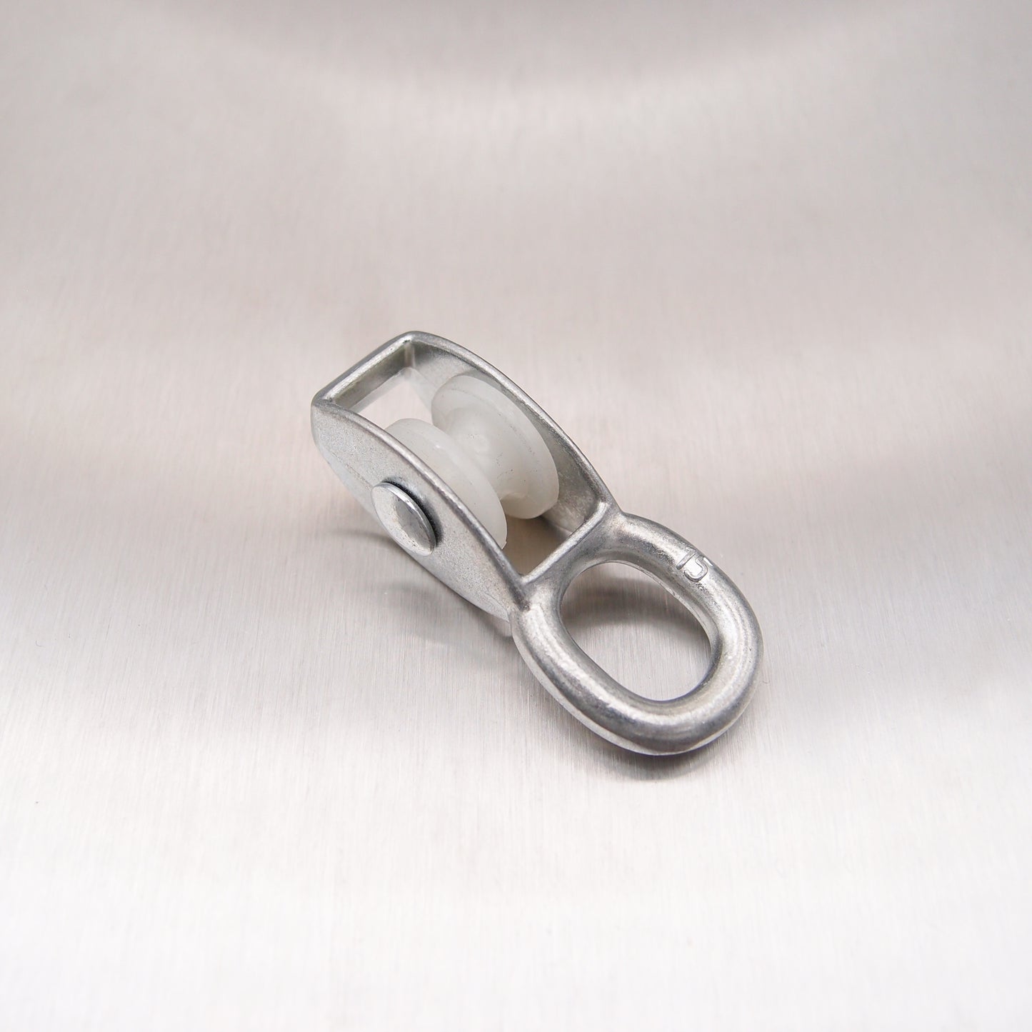 Single Awning Pulley - Nylon Sheave - Fixed Eye - Zinc Plated Steel